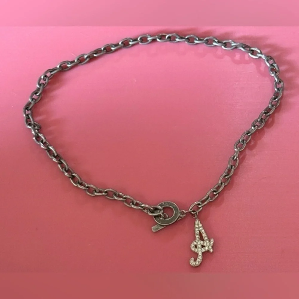 Silver Chain Necklace with Initial Pendant